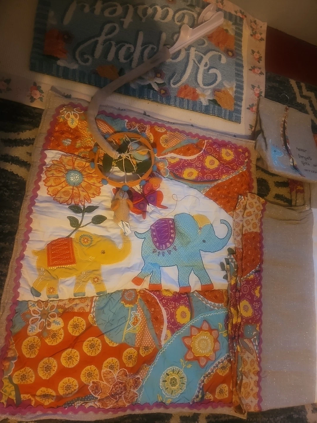 Levtex Boho Zahara Elephant Crib Ruffle, Comforter, Diaper Holder & Mobile
Opens in a new window or