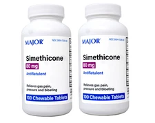 Major Simethicone Gas Relief 80 mg 100 Chewable Tablets Pack of 2