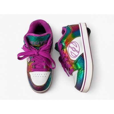 Heelys Girls Rainbow Glitter Skate Shoes Size 13 Metallic Roller Sneakers