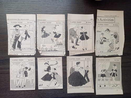 (Lot of 8) Vintage 1937 Flapper Fanny Newspaper Comic Strips Manitowoc WI Herald