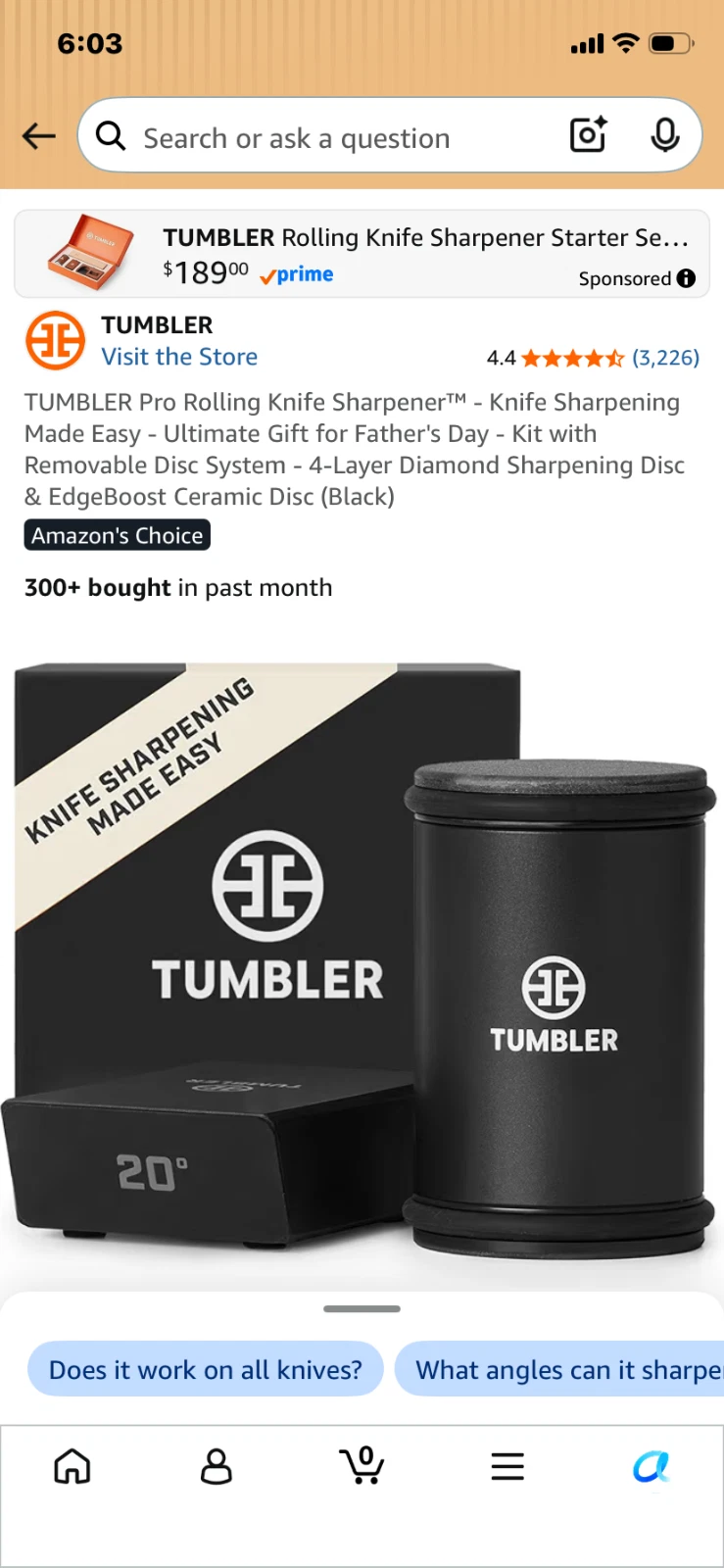 Tumbler Rolling Knife Sharpener Kit Black