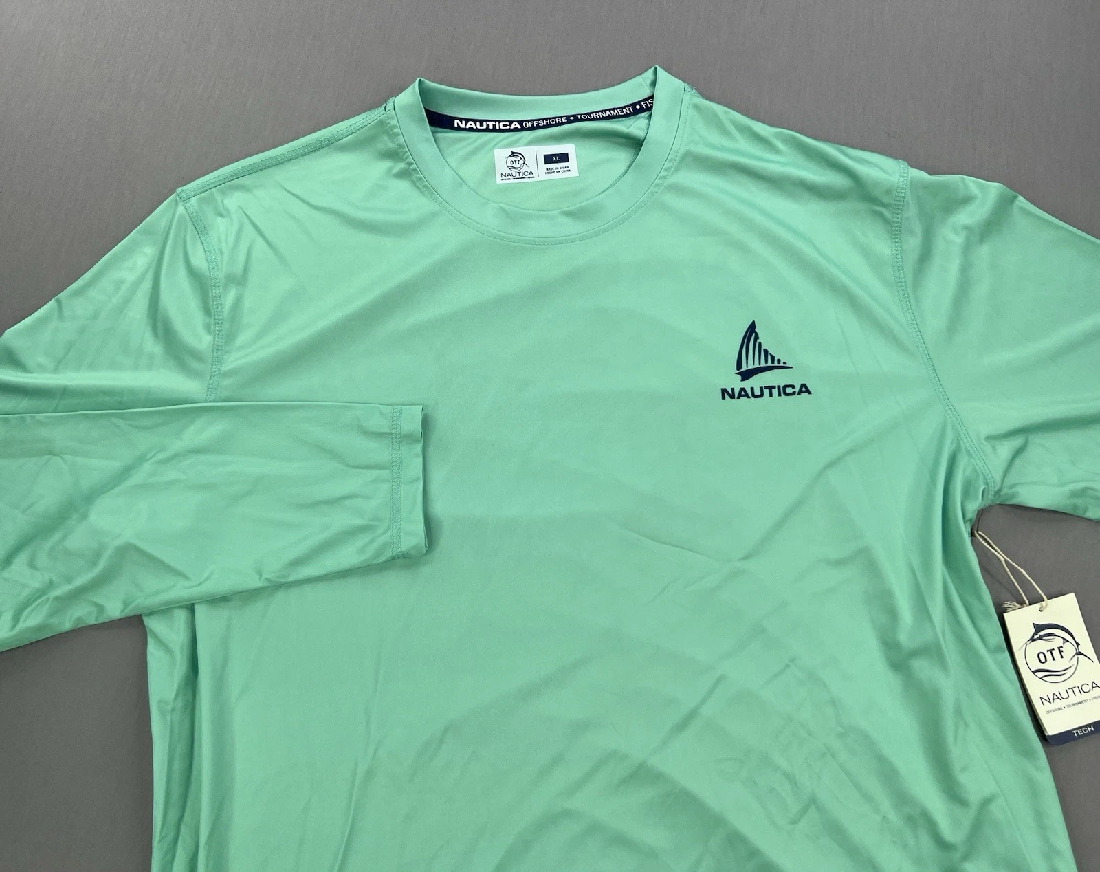 Nautica Mens OTF LS Performance Seas The Moment Fishing Shirt UPF 50+ Sz XL