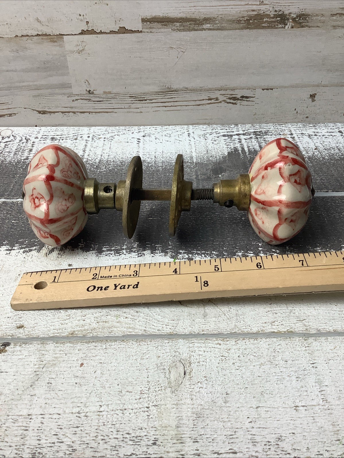 Vintage Porcelain and Brass Door Knob