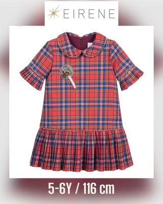 EIRENE Girls Plaid Dress   Size 5 6Y (116 cm) red / blue