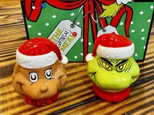 Dr. Seuss How The Grinch Stole Christmas Max 3-D Salt Pepper Shaker Set NEW