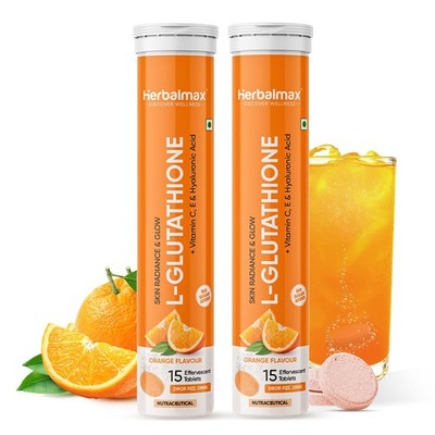 Herbal Max L Glutathione Tablets Orange Flavour 15 Tablets Each Set Of 2