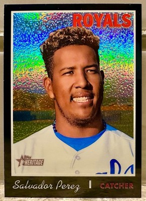 JERSEY NUMBER MATCH! 2019 Topps Heritage Chrome Salvador Perez  Black 13/70! KC!