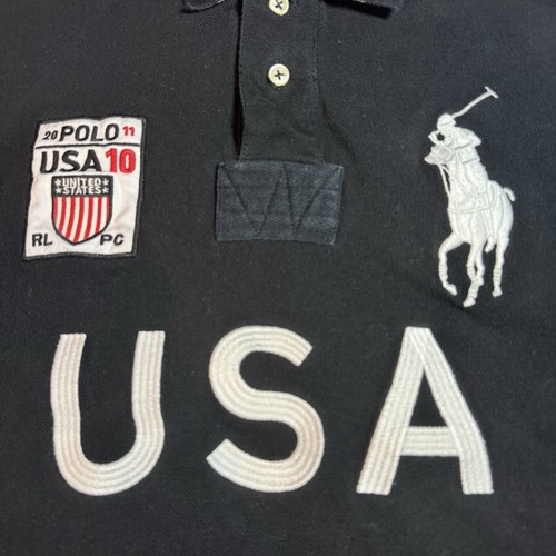 Ralph Lauren Polo Club Shirt XL Black USA Rugby Big Pony 10 - Picture 3 of 14