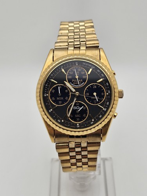#ad Vintage 94 Pulsar Flightmaster By Seiko Rare Combo Gold And Black Mens Watch🔥👀 $150.00