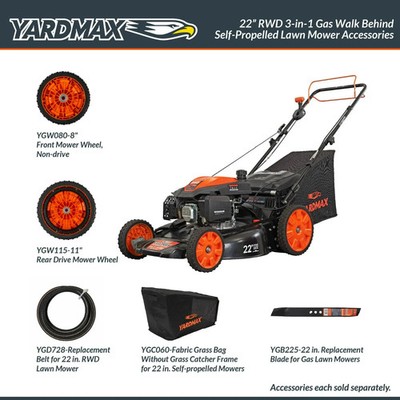 YARDMAX YG2760 22-in Gas Self-propelled lawn mower with 201-cc