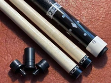 Mike Stacey Custom 4 Point Pool Cue W/2 Maple Shafts. Leather Wrap.