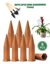 8pack Terracotta Plant Watering Stakes With 3x Mini Gardening Tools