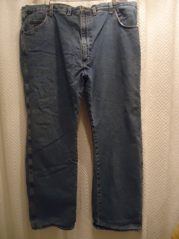 Wrangler Men's 46 X 30 Rugged Wear Jeans Warm Red Flannel Lined Heavy Farm Ranch