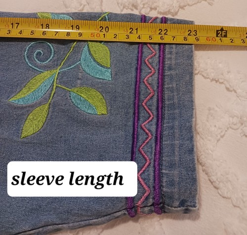 Vtg Denim & Co Embroidered Blue Denim Shirt/Jacket Floral Butterfly Women's XXL - Picture 8 of 13