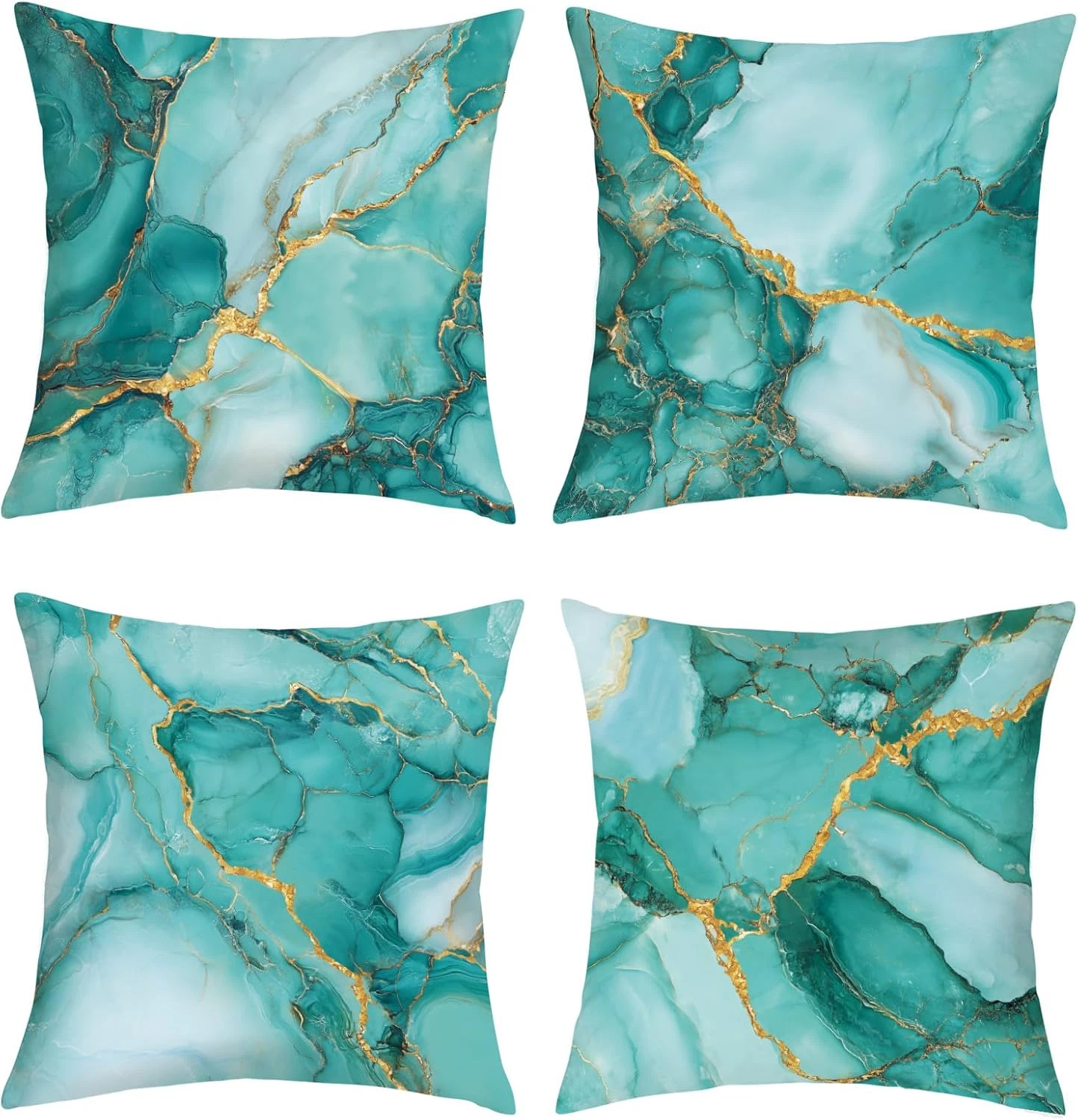 Turquoise Marble Throw Pillow Covers 18x18 Set of 4 Velvet Cushion Cases
Opens in a new window or ta