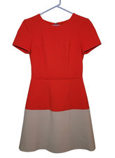 BCBGMAXAZRIA Red Colorblock Hannah Fit and Flare Dress Womens Size 4