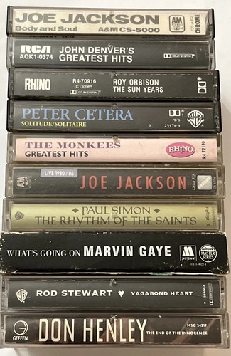 Random Pop Rock Soul Cassette Tape Lot Of 10 Rod Stewart John Denver Marvin Gaye