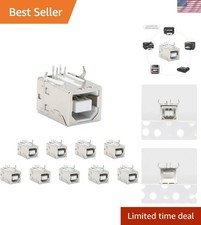 USB Female Type-B Port 4-Pin Right Angle PCB DIP Jack Socket-White 10 Pack by