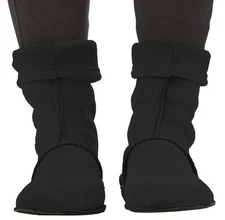 Janska MocSocks,  Non-Skid Fleece Slipper Socks - Large, Black