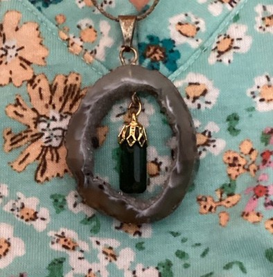 Maine Green Tourmaline In Goed Slice Necklace