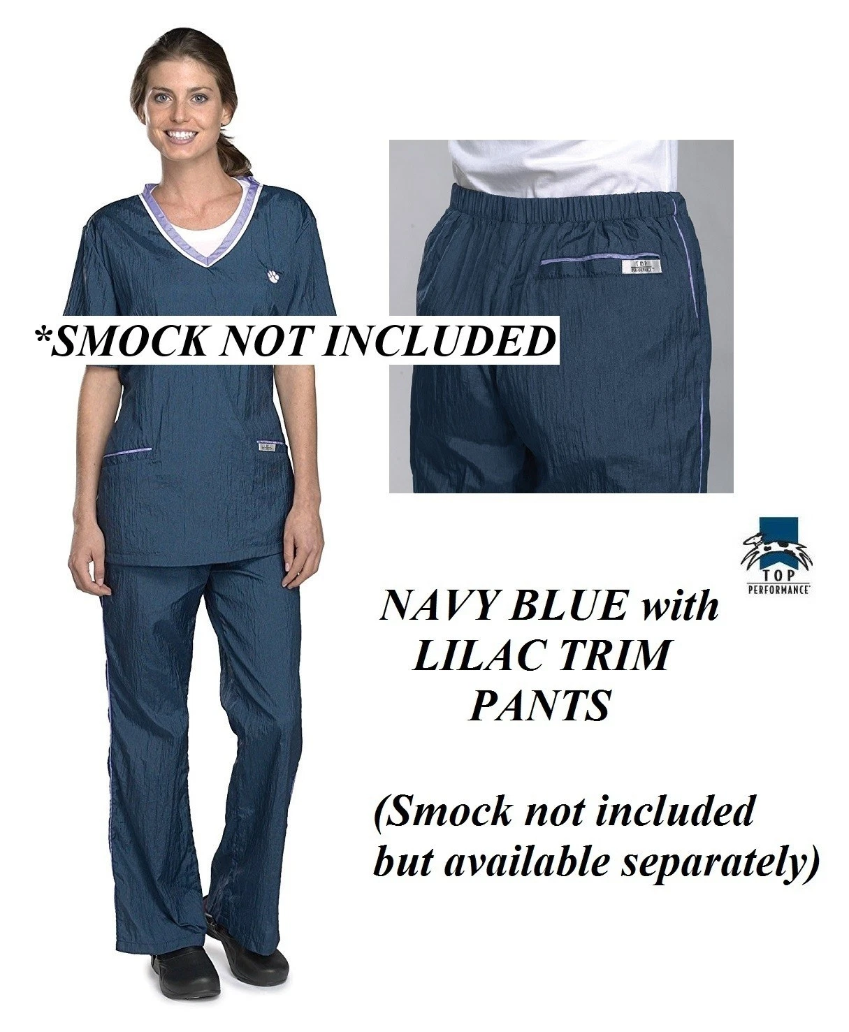 NAVY BLUE/LILAC Contrast Trim PANTS Stylist Pet Dog Groomer Hair&Stain Resistant