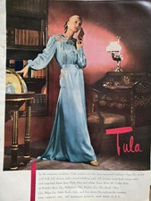 1947 women's Tula Lace encrusted blue negligee lingerie vintage Fashion ad