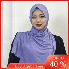Glitter Muslim Women Instant Hijab Long Scarf Shawl Islam Turban Wrap Headscarf