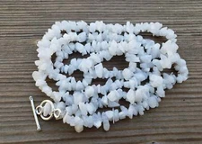 NATURAL RAINBOW MOONSTONE STONE GEMSTONE 30" CHIP NECKLACE