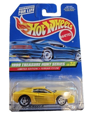 1999 HOT WHEELS TREASURE HUNT FERRARI F512M, INT CARD, HW TAMPO