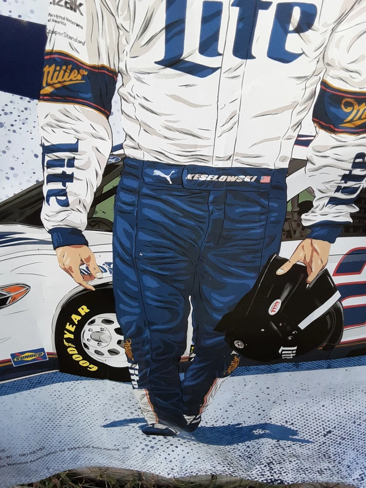 Calendario de carreras Nascar 2017 Banner Brad Keselowski Miller Lite plástico pesado 6'x3' Foto 4 de 4