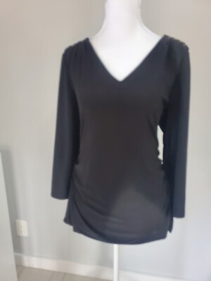 NWT V- Neck Jersey Ruched Top Size L White House Black Market Orig Price $89