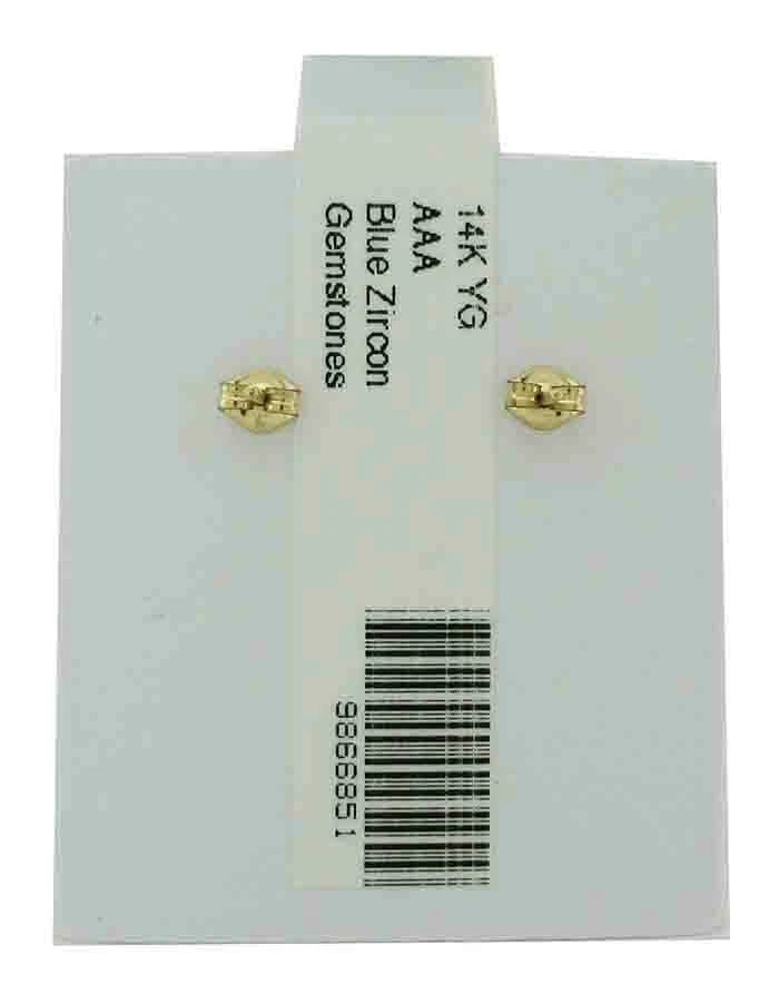 LAB BLUE ZIRCON 9.76 Cts STUD EARRINGS 14k YELLOW GOLD - Brand New With Tag - Image 3 of 3