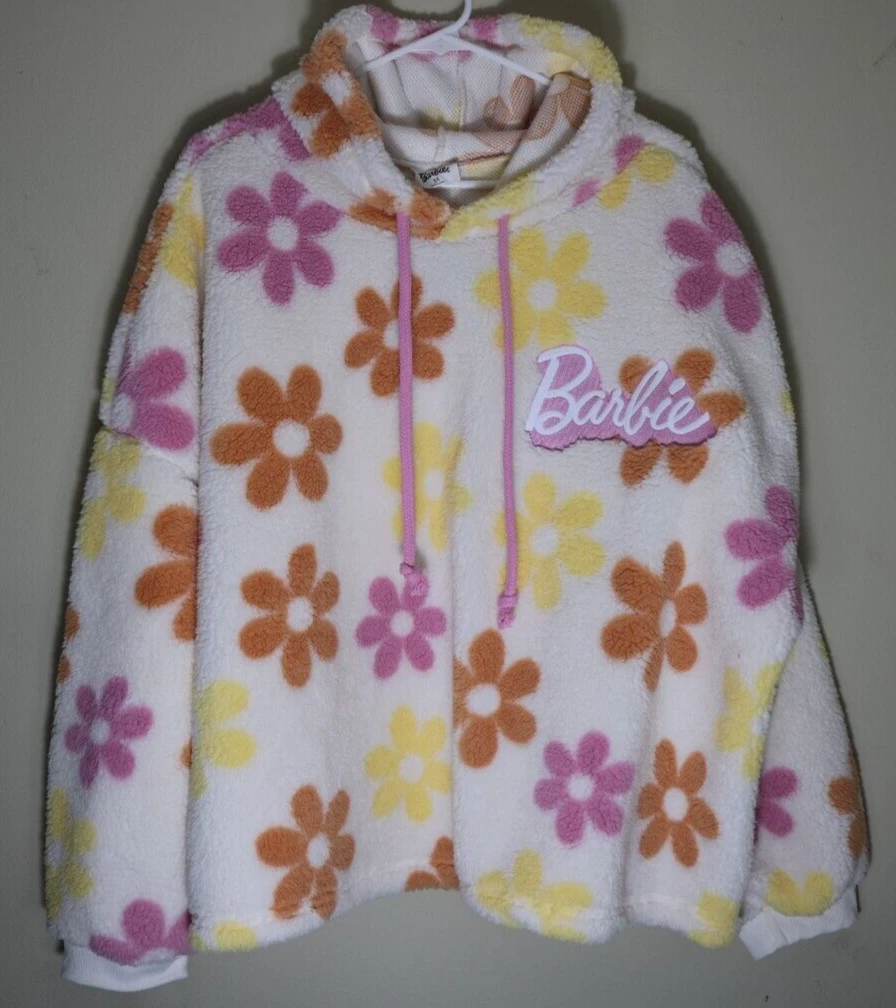 OFF WHITE Giacca pull over donna Barbie grafica pelliccia sintetica bianca 3X nuova con etichette