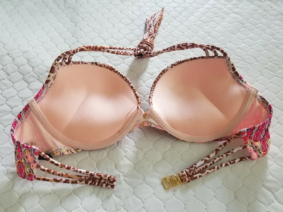 Victorias Secret Swim BOMBSHELL Add-2-Cup BIKINI Top 36B Leopard Red Paisley 5ZB - Image 3 of 4