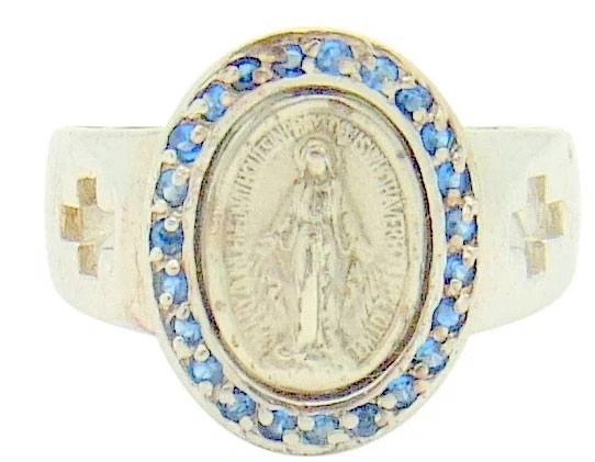 Sterling silver miraculous medal hotsell ring