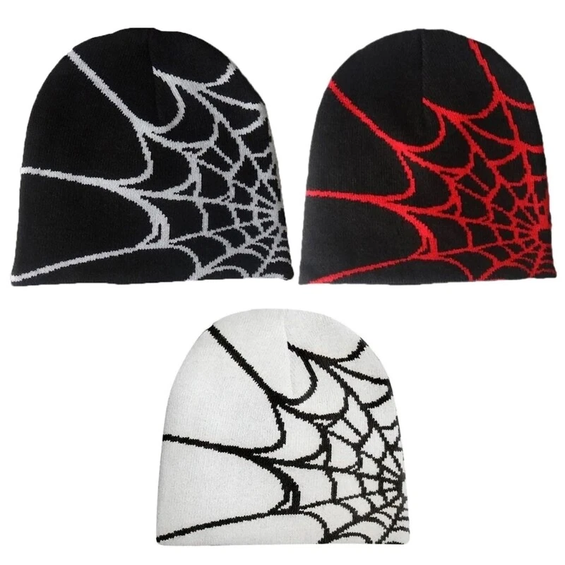 Web Hat Y2k knit Beanie Skullies Beanie Web Beanie Skull Cap