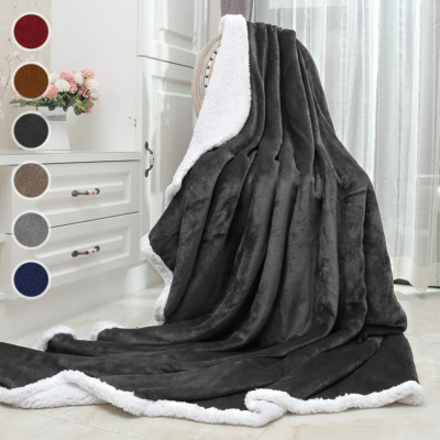 Premium Sherpa Throw Blanket Ultra Soft 130x150cm Reversible Microfiber  Fleece
