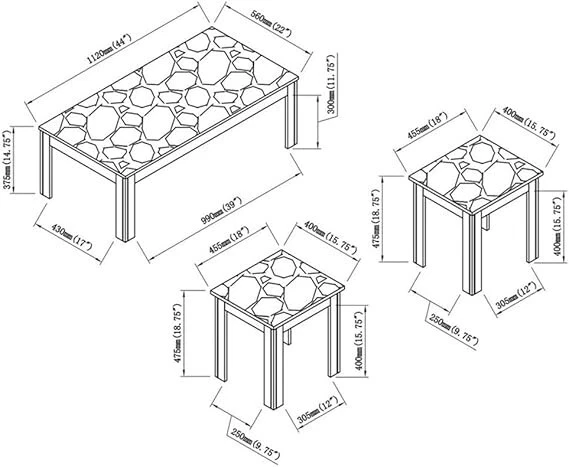 Juego ocasional de 3 piezas de madera imitación mármol Coaster Rhodes marrón Foto 2 de 4