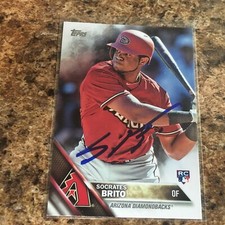 Socrates Brito Signed 2016 Topps Auto Rc Arizona Diamondbacks