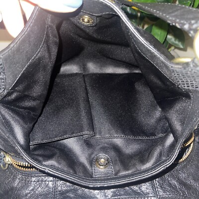 COACH Black Soho Leather Shoulder Bag w/Reptile Trim Accent F19453