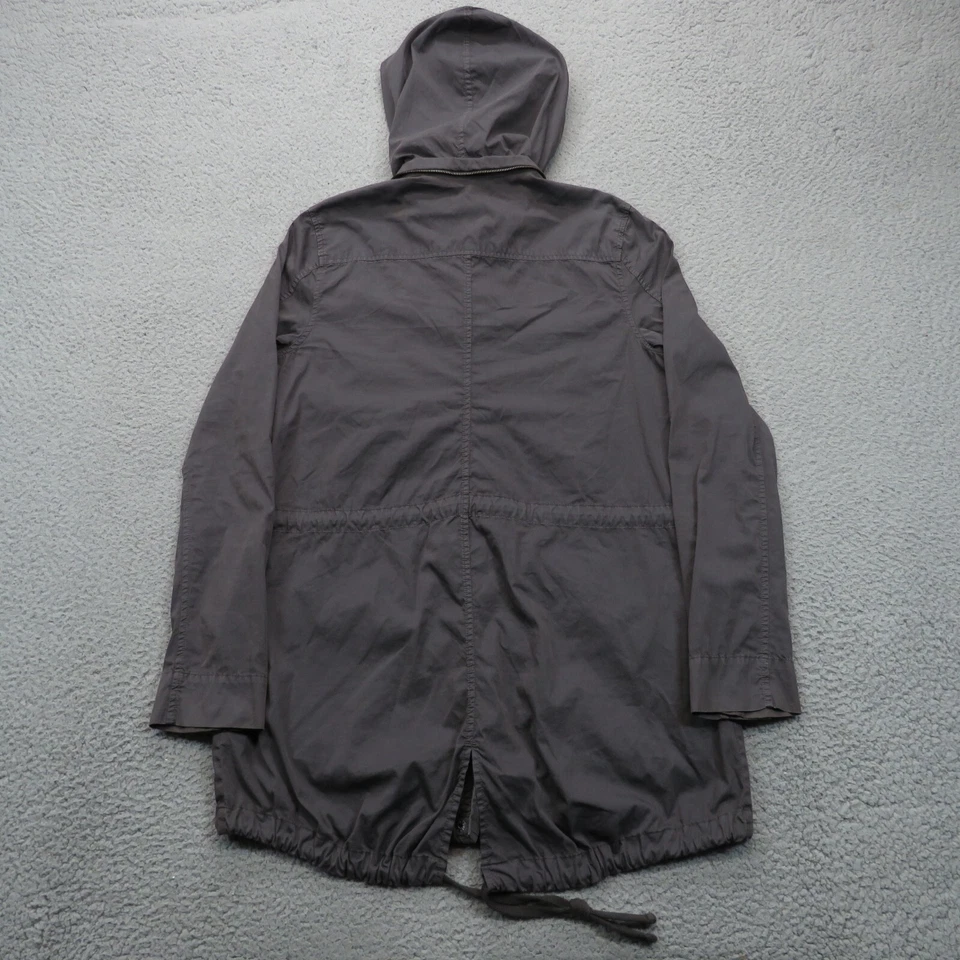 Chaqueta James Perse Mujer 1 Gris Utilidad Parka Con Capucha Cola de Pescado Cremallera Completa Paquete a Presión Foto 2 de 4