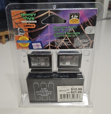 Lemax Spooky Town Halloween Purple Lights Set of 2 New in Clamshell Accessory