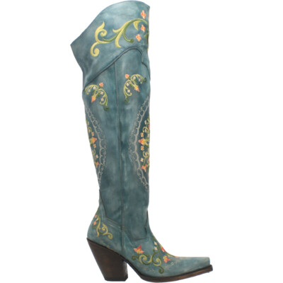 Dan Post Boots Flower Child Snip Toe Cowboy  Womens Blue Dress Boots DP3271