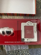 ENGRAVEABLE SILVER PLATED GIFT SET Ring Box Ans Photo Frame