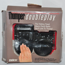 Zeico 8006 Thumper Double Play Folding Travel Alarm Clock Radio Damage LCD