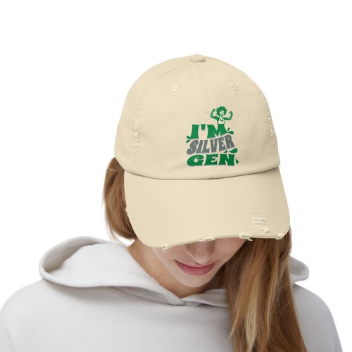 Distressed Cap, Silver Gen Hat, Unisex Baseball Cap, Retro Style Headwear - Picture 2 of 10