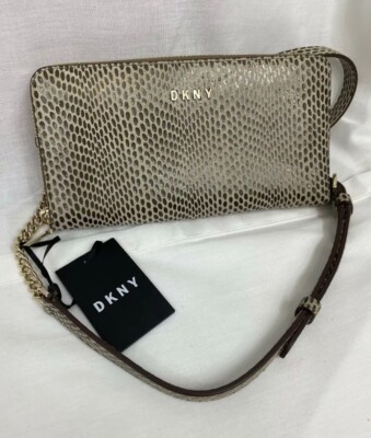 DKNY Sally Leather Snake Print Shoulder W