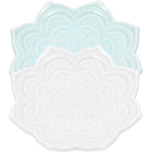 2 Pcs Keramik -Mandala -Schmuckplatte in Blumenform Schmuckteller Aus - Bild 4 von 12