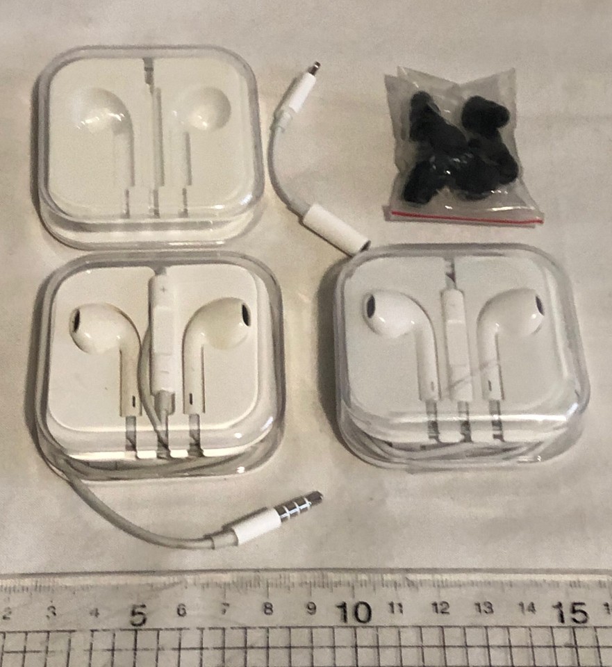 2x Apple iPhone in Ear Headphones in Cases with Phone Adaptor Fully