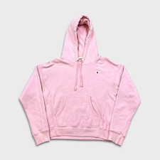 Champion Hoodie Womens Small Pink Reverse Weave Logo Pullover Hooded Sweatshirt